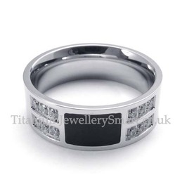 Titanium Ring with White Zircon