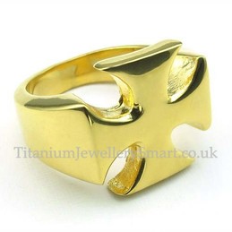 Gold Titanium Cross Ring