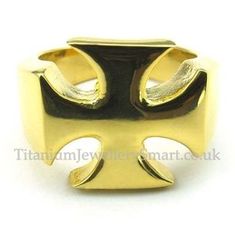 Gold Titanium Cross Ring