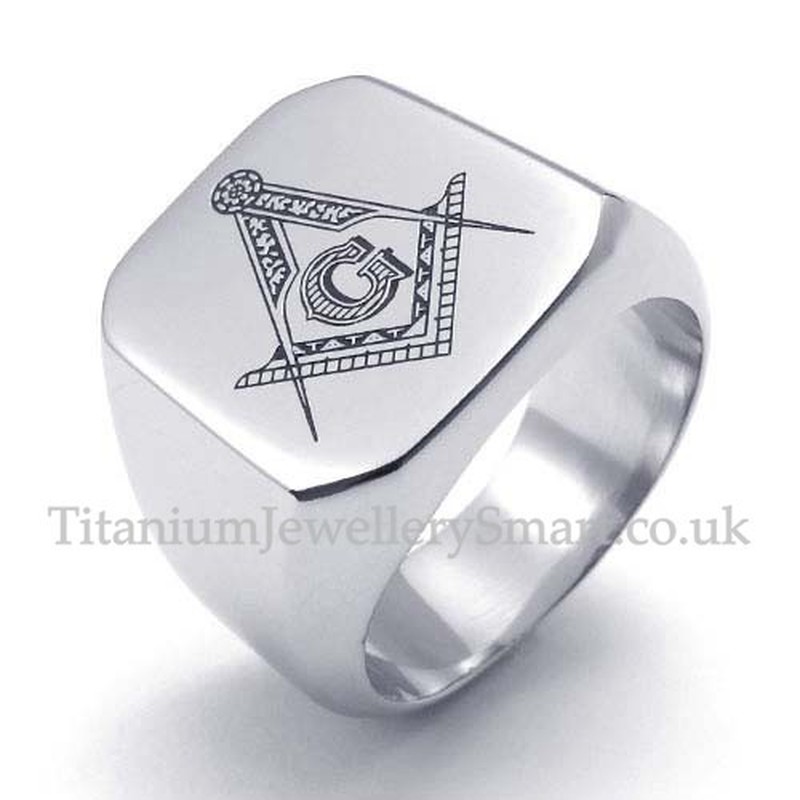 Silver Titanium Masonic Ring