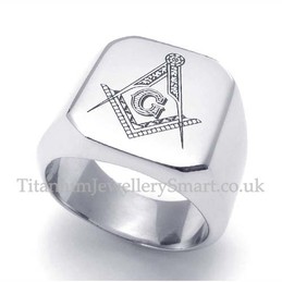 Silver Titanium Masonic Ring