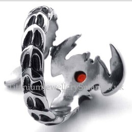 Titanium Scorpion Ring with Red Zircon