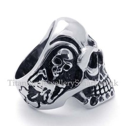Titanium Ring with Skull Head for Men