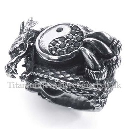 Titanium Tai Chi Dragon Ring