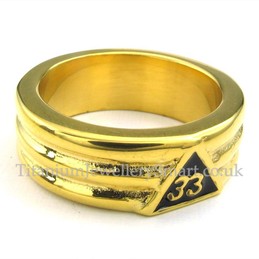 Gold Titanium Masonic Ring