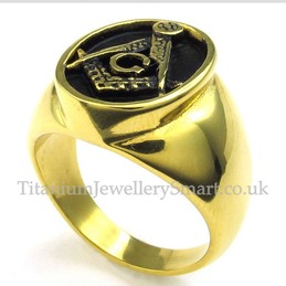 Gold Titanium Masonic Ring