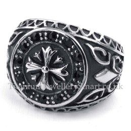 Titanium Ring with Black Rhinestone