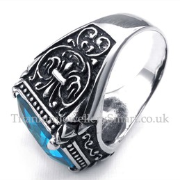 Blue Zircon Titanium Ring