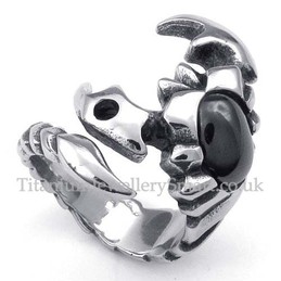 Titanium Scorpion Ring with Black Zircon