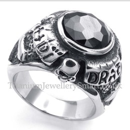 Titanium Ring with Black Zircon