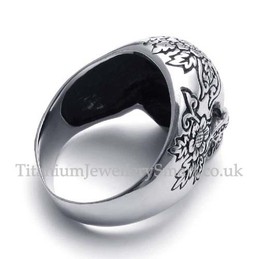 Titanium Skull Ring with Red Zircon Eyes