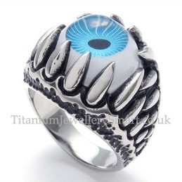 Titanium Blue Eyes Ring