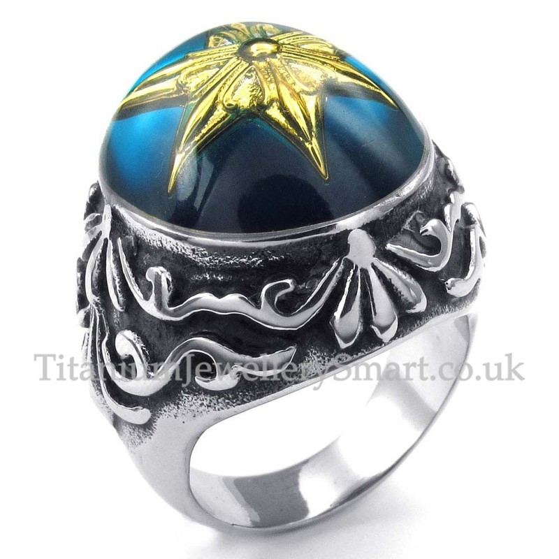 Gold Star of David Titanium Ring