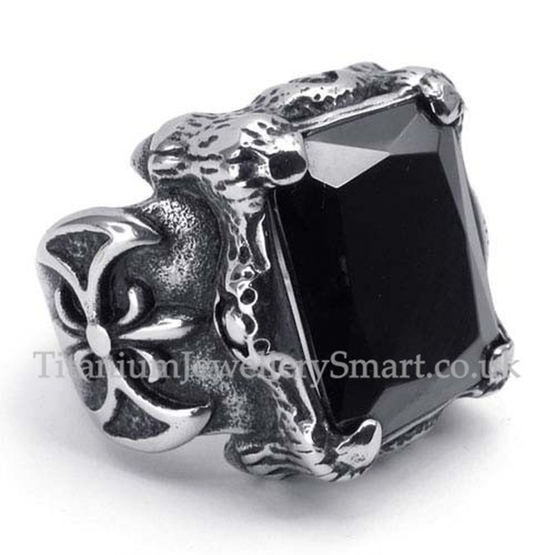Titanium Black Zircon Ring