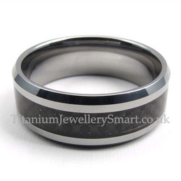 Mens Tungsten Black Carbon Ring
