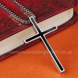 Titanium Mens Cross Rose Gold Pendant