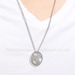 Titanium Dumbbell Mens Pendant