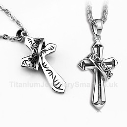 Titanium Imperial Crown Cross Mens Pendant