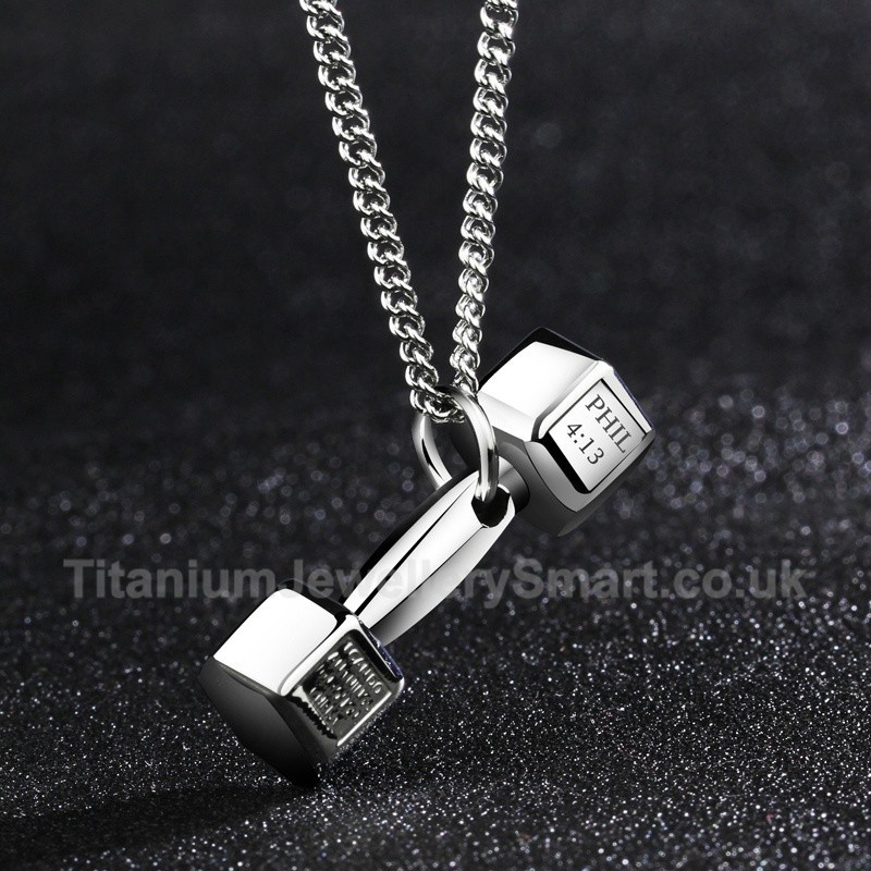 Titanium Dumbbell Mens Pendant