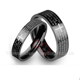 Titanium Black Cross Mens Ring
