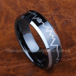Titanium ECG Mens Black Ring