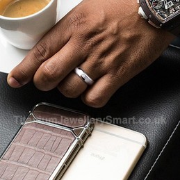 Titanium Mens Ring with Rhinestones