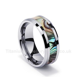 Titanium Mens Ring with Shell