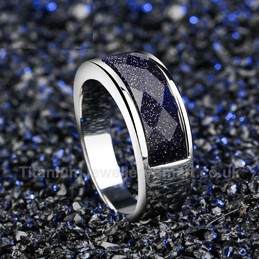 Titanium Mens Ring with Crystal