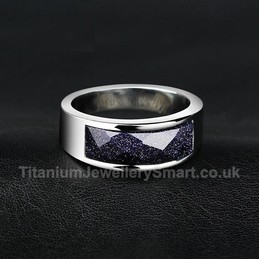 Titanium Mens Ring with Crystal