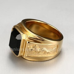 Titanium Mens Golden Ring