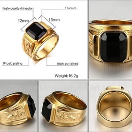 Titanium Mens Golden Ring