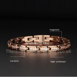 Titanium Rose Golden Womens Bracelet with Rhinestones