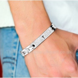 Titanium Black Cross Unisex Bracelet