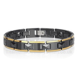 Titanium,Ceramic Mens Black Bracelet