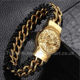 Titanium,Leather Mens Bracelet