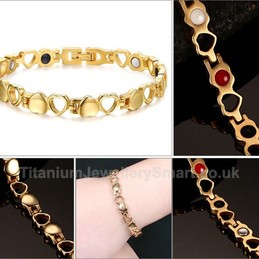 Titanium Womens Heart-shaped Golden Bracelet