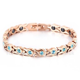 Titanium Womens Rose Gold Bracelet with Rhinestones