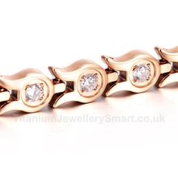 Titanium Womens Rose Gold Bracelet with Rhinestones