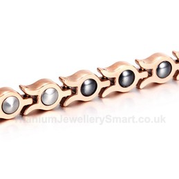 Titanium Womens Rose Gold Bracelet with Rhinestones
