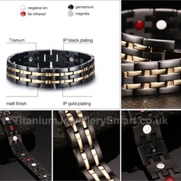 Titanium Mens Black Bracelet