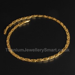 Titanium Mens Golden Necklace