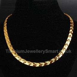 Titanium Golden Mens Necklace