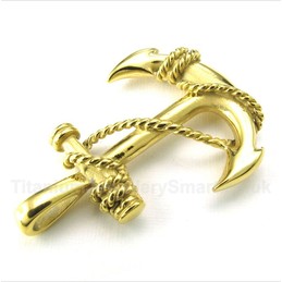 Titanium Gold Anchor Pendant with Free Chain