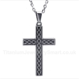 Titanium Casted Chain Cross Pendant with Free Chain