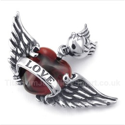 Titanium Love Diamond Wings Couple's Pendant with Free Chain (One Pair)