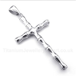Titanium Bamboo Cross Pendant with Free Chain