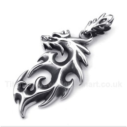 Titanium Fire Dragon Pendant with Free Chain