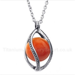 Titanium Red Opal Pendant with Free Chain