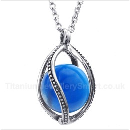Titanium Blue Opal Pendant with Free Chain