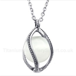 Titanium White Opal Pendant with Free Chain